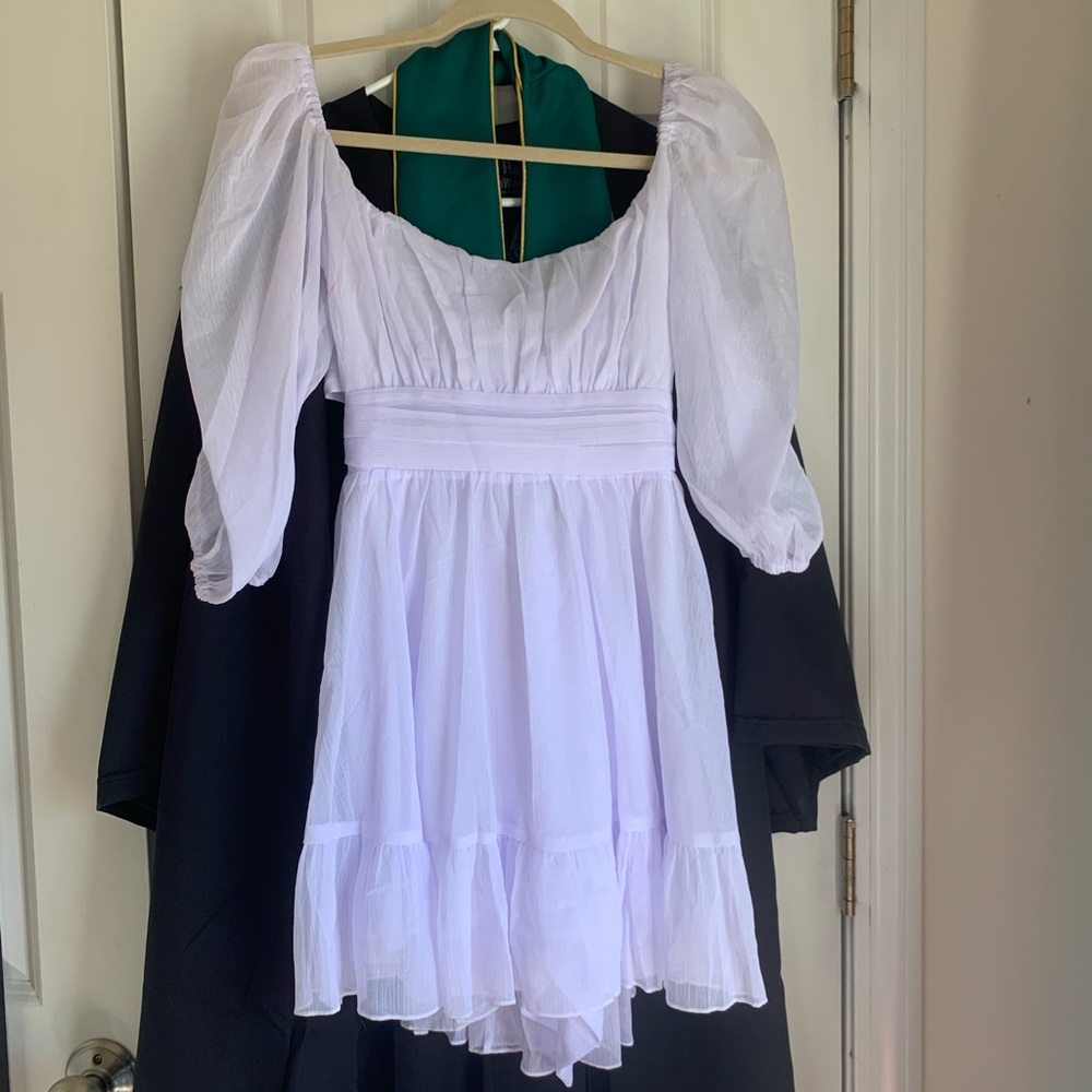 Lucy in the Sky Neia Ruffle Dress in White Chiffon